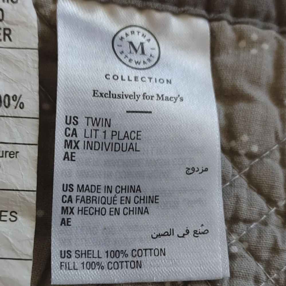 Martha Stewart cotton french toile fox quilt bedspread and 1 sham